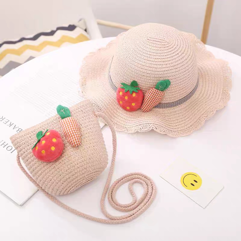 lace straw hat + radish straw hat for children