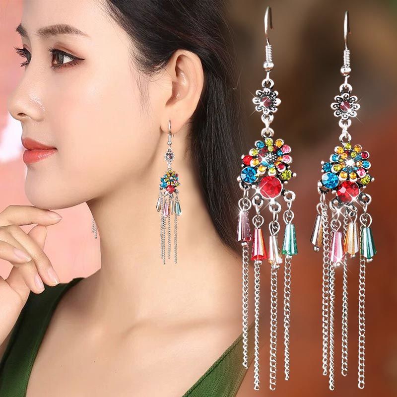 复古名族风流苏长款耳环