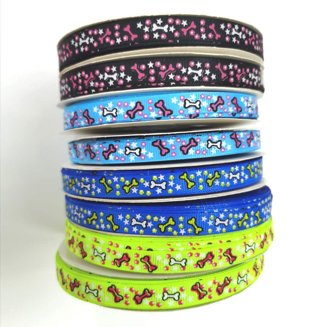 1Cm Polyester Ribbed Belt Printing Three Color Belt, Color Ding Belt And Other Patterns, Factory Direct Sales details Picture