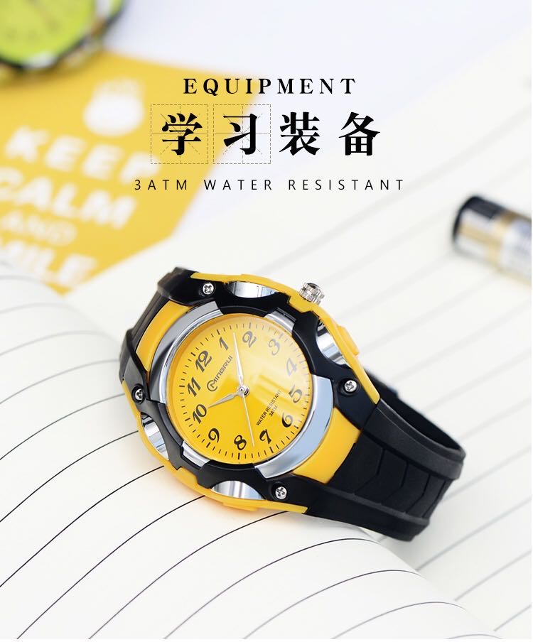名瑞儿童电子表男初中小学生可爱石英表考试手表防水手表男潮