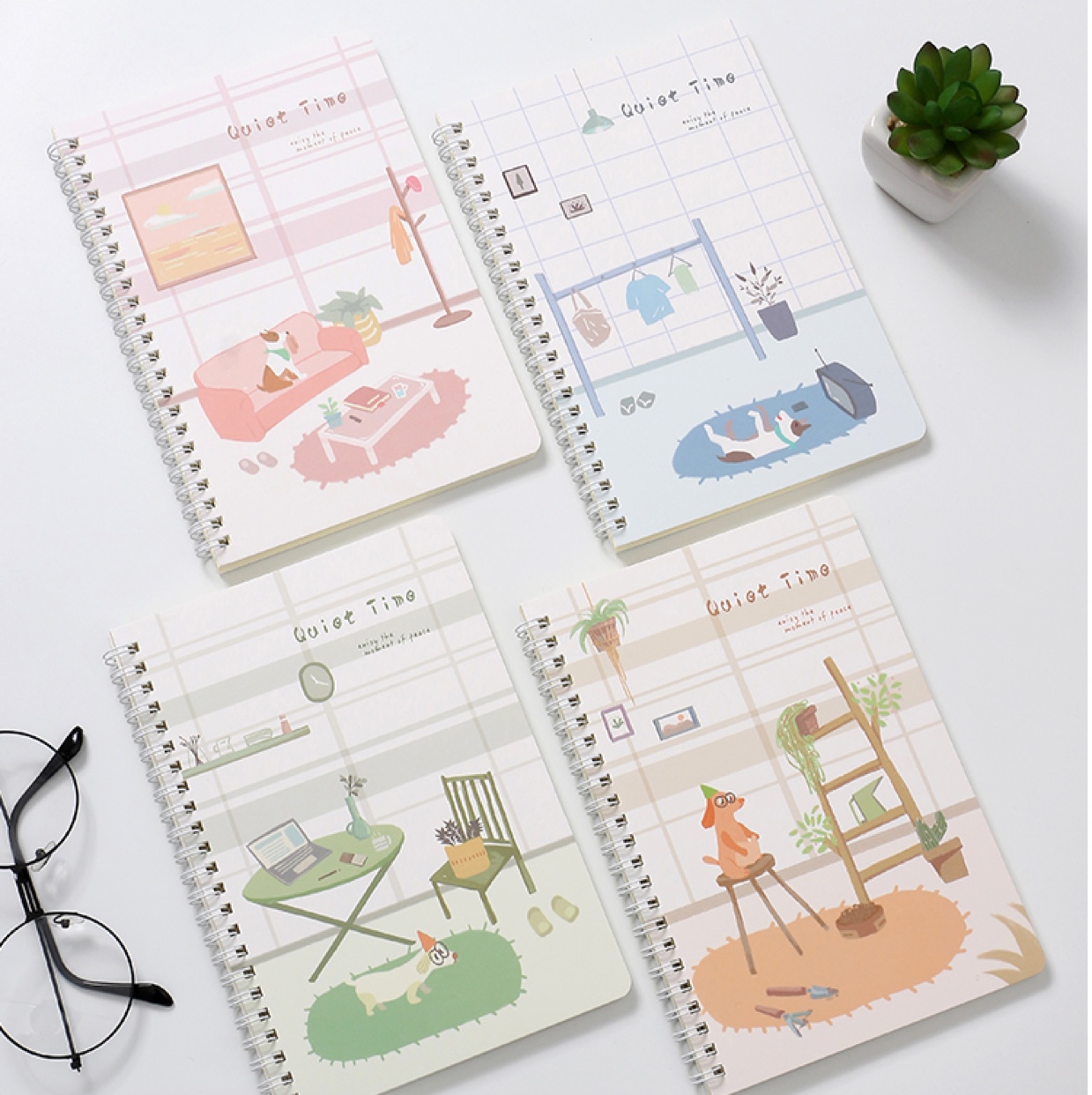 线圈本加厚侧翻A5文具笔记本子手帐本少女记事本卡通创意恬静时光