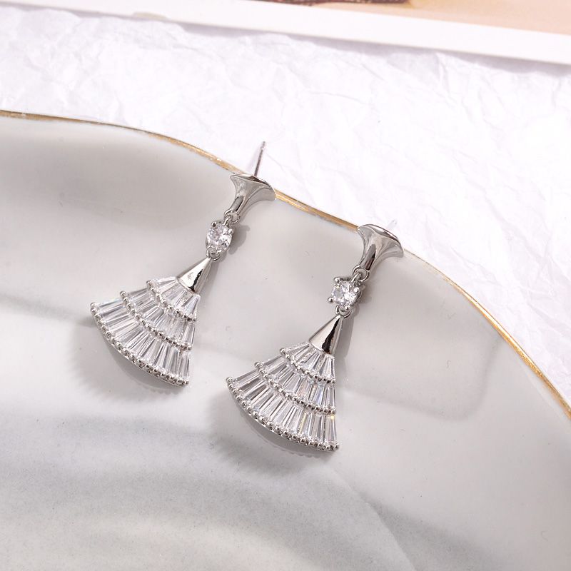 韩国小扇子网红爆款耳饰耳环耳坠简约气质耳钉女锆石详情图2