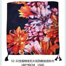 Satin printed gemstone with large flowers