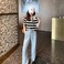 POLO领条纹针织衫女夏装2020年新款韩版时尚薄款露背冰丝短袖上衣配色得体独到设计韵味十足精工裁剪图