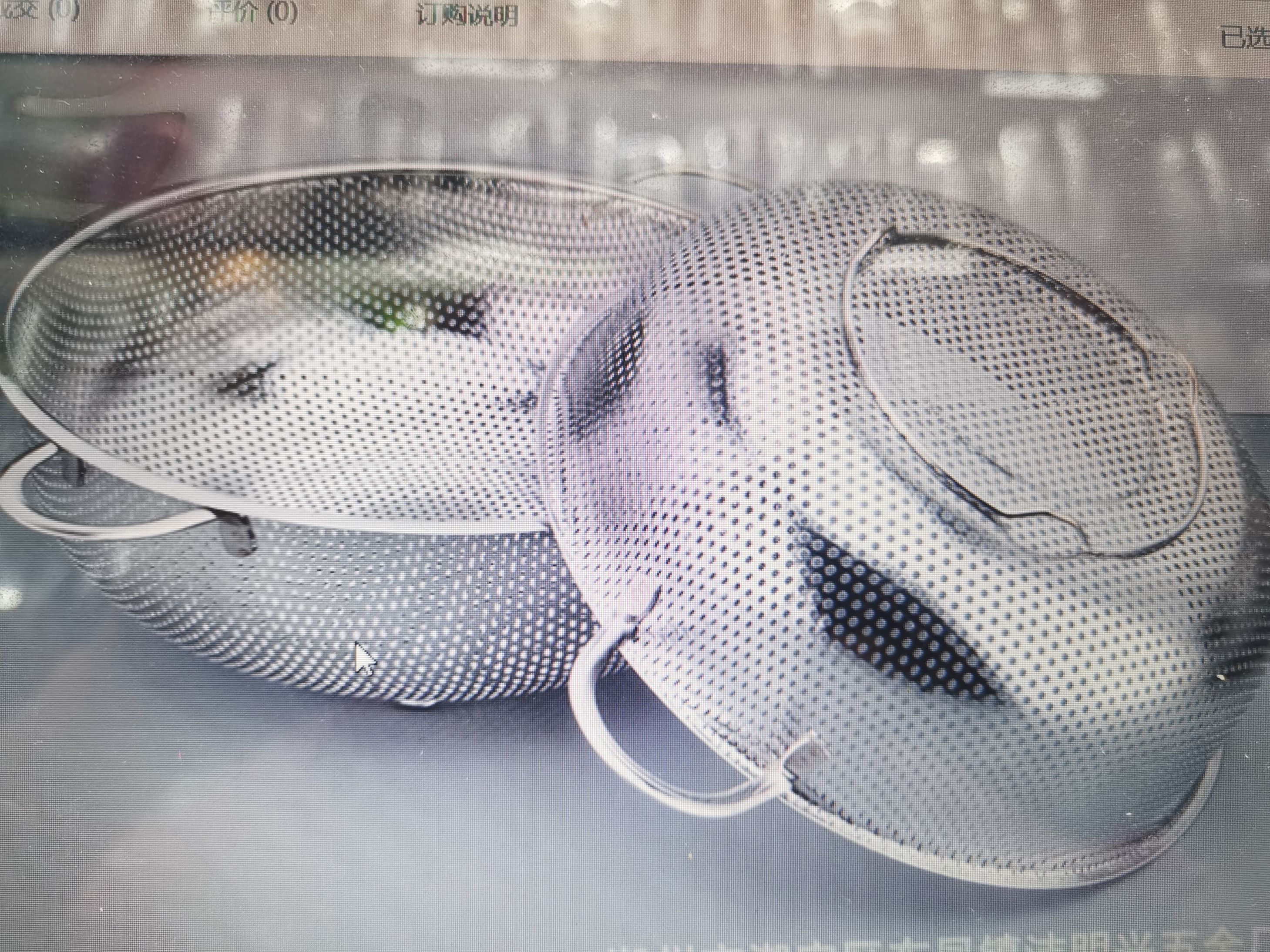 Multi-purpose blue stainless steel mesh drain blue household multi-functional rice sieve cleaning fruit blue stainless steel rice sieve thumbnail