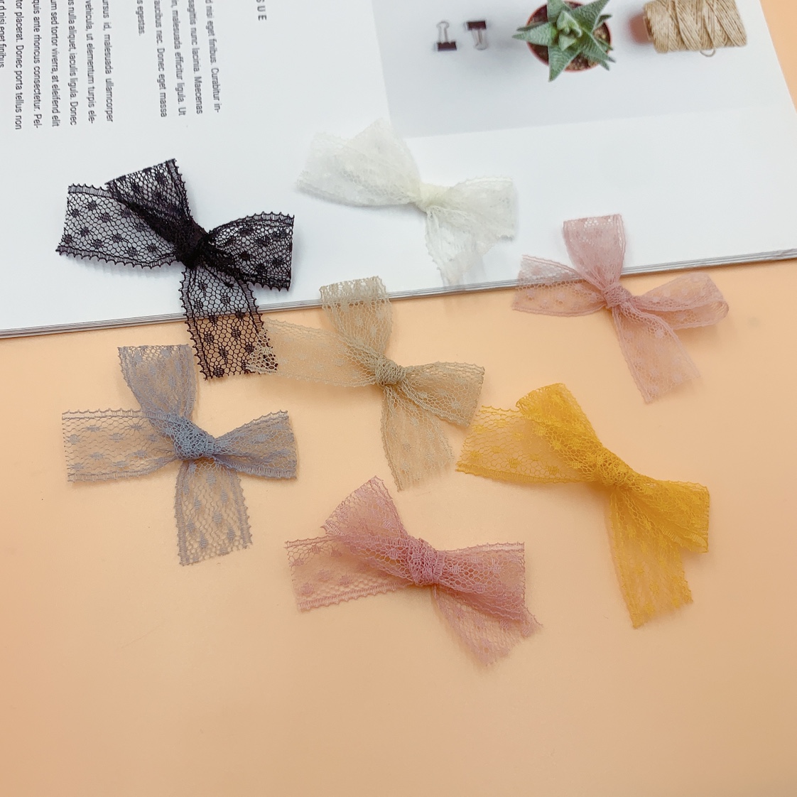 现货韩版5分蕾丝手打蝴蝶结diy儿童发饰打底裤袜子鞋帽服装辅料