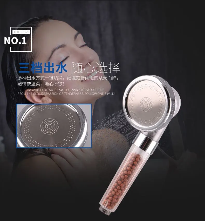 Factory direct sales of large-sized negative ion shower heads with three adjustable Settings and multi-functional shower heads detail image 6