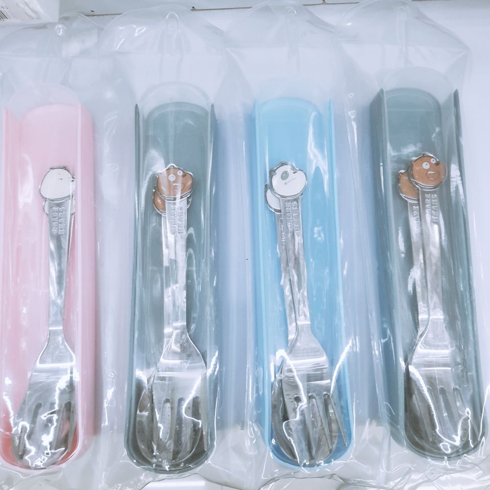 Wholesale custom quality chopsticks spoon dripping oil bear fork details Picture
