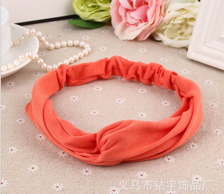 2020 new solid color headband casual simple double hook cross headband elastic elastic face hair band accessories wholesale thumbnail