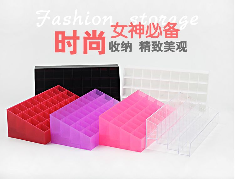 Transparent 36-compartment lipstick stand, makeup lip balm display rack, colored cosmetics desktop storage box detail image 1