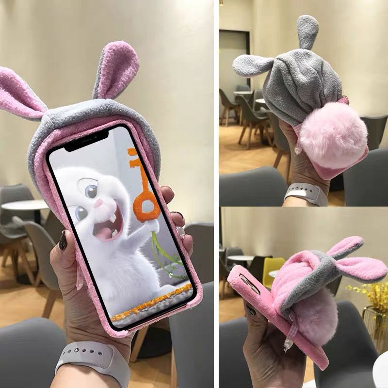 毛绒兔子苹果手机壳帽子饰品配件附件[60]详情图1