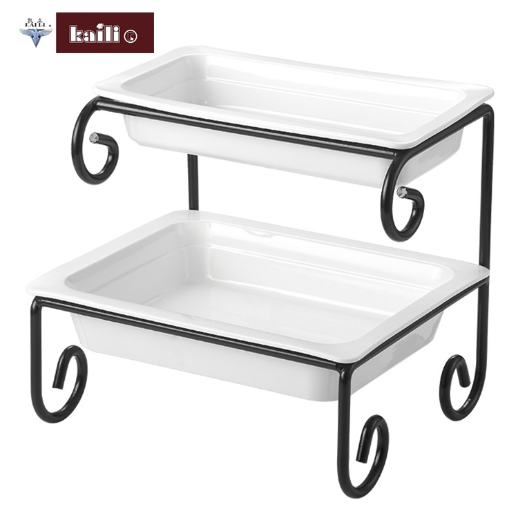 Ceramic multi-purpose self-service fruit plate, multi-layer bread display rack Item Picture