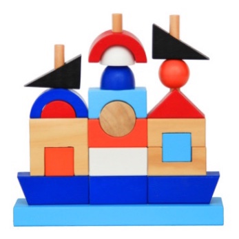木制海盗船套住积木建筑堆堆乐叠叠套塔早教益智玩具