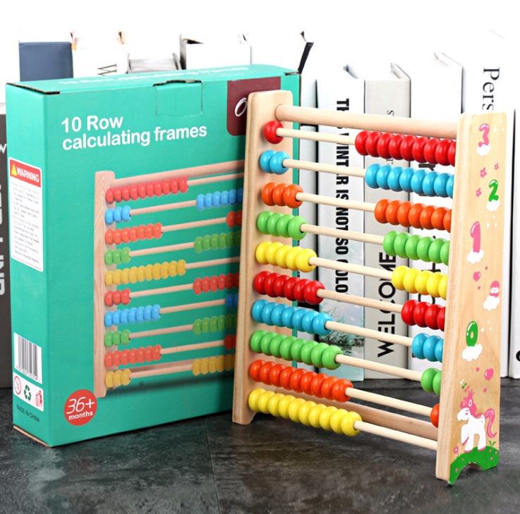 Colorful digital counting frame ten - grade arithmetic abacus wooden early education toy thumbnail