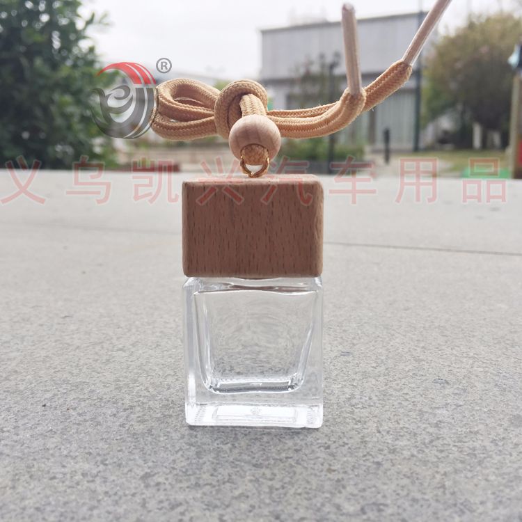 新款10ml方扁 榉木四方玻璃瓶 香水瓶挂件详情图4