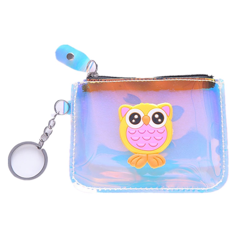 2020淘宝爆款pvc镭射零钱包 创意卡通猫头鹰独角兽卡包硬币包批发白底实物图