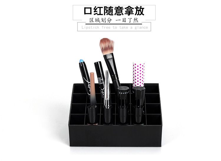 24-compartment lipstick stand desktop storage box, lipstick stand transparent lipstick display stand, makeup eyebrow pencil display pic 2