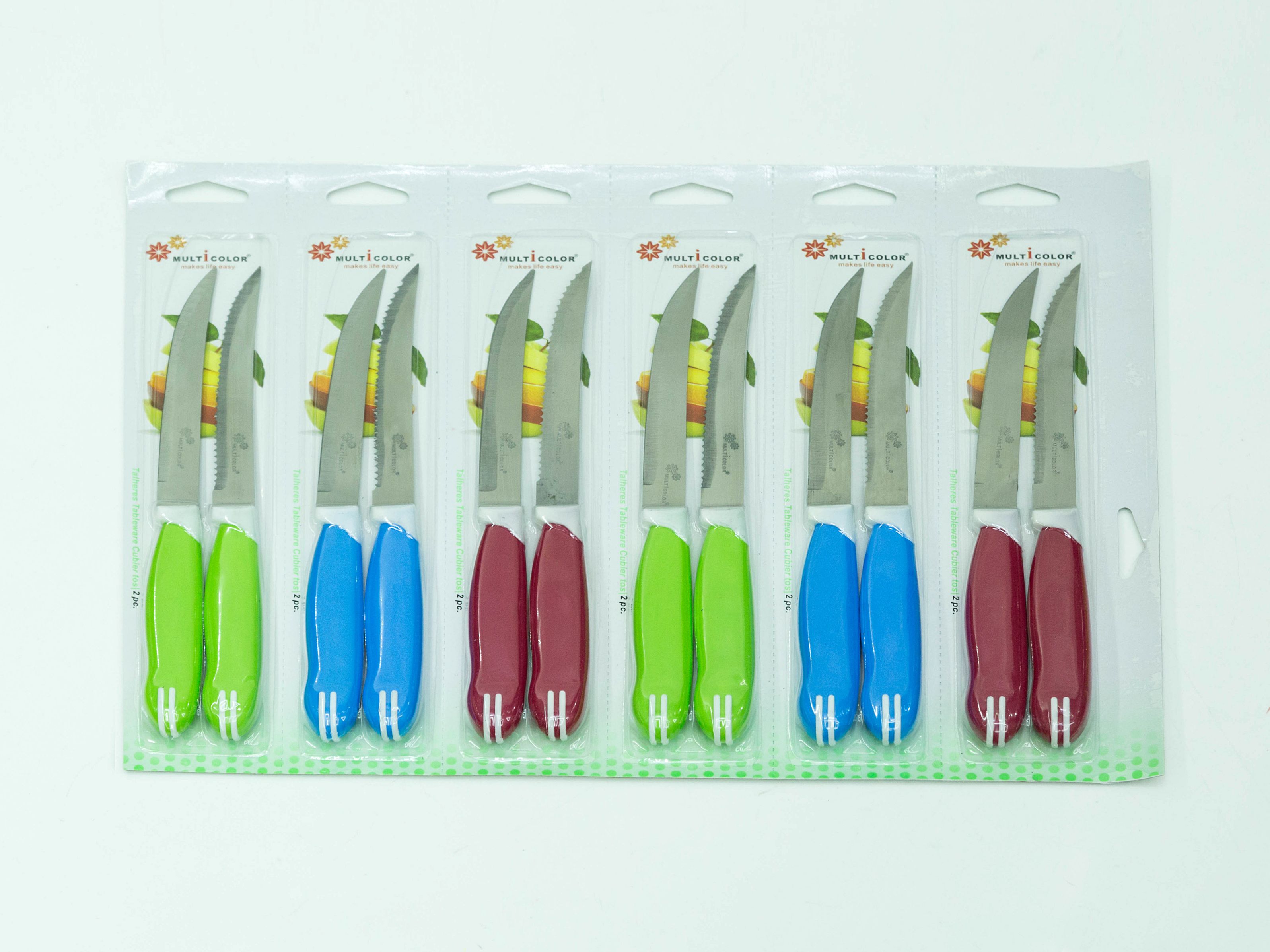 MULTICOLOR 12PCS三色新料牛排刀水果刀利口粗牙细牙 PKK1 PKK3详情图2