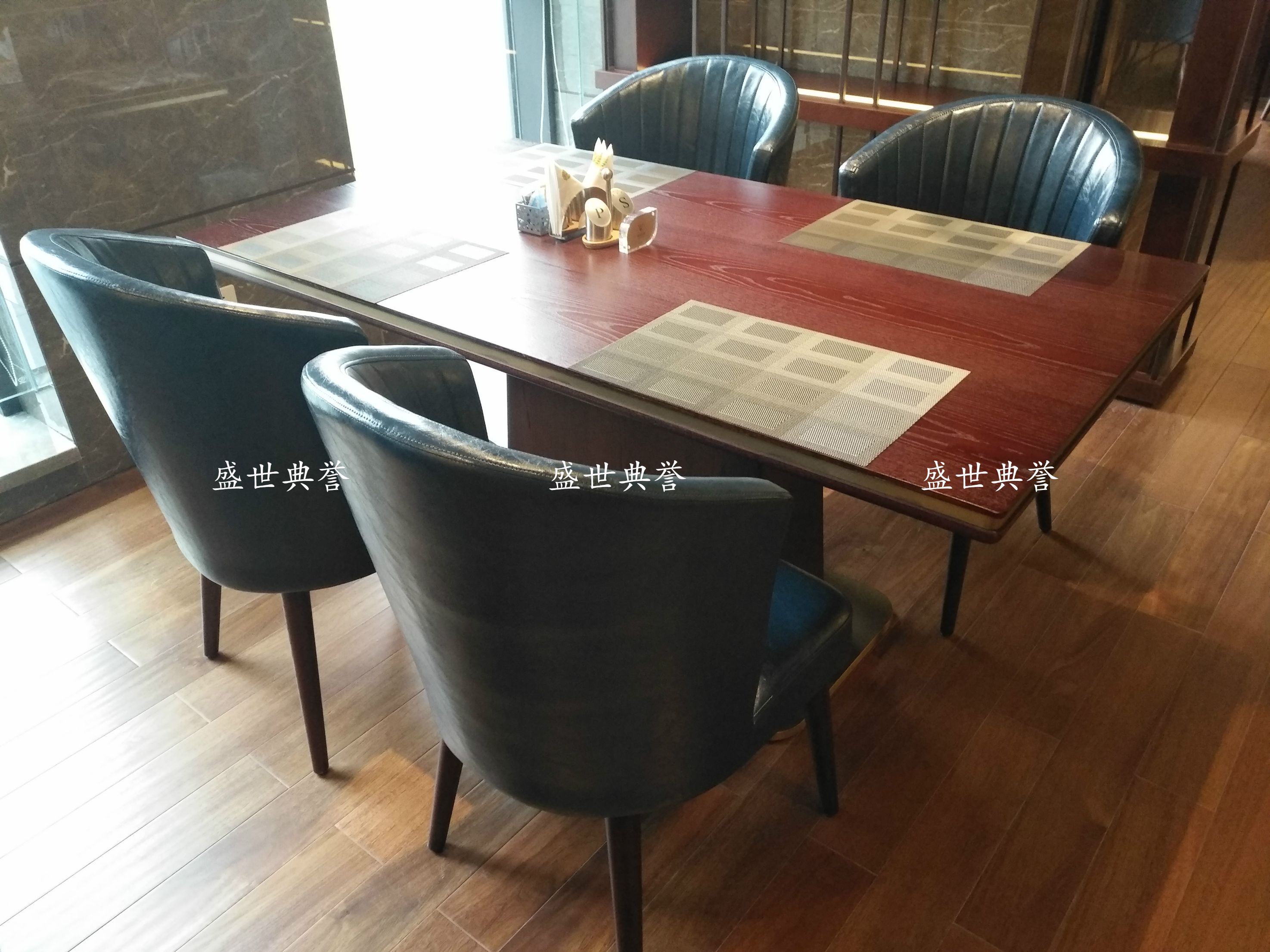 星级酒店西餐厅餐椅宾馆早餐桌椅时尚酒店实木桌咖啡厅U型仿木椅详情图4