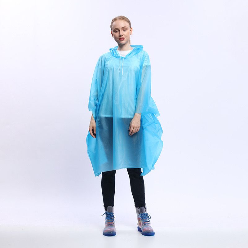 Yiwu factory direct sales of PEVA disposable cape with hat and rope raincoat and raincoat detail image 1