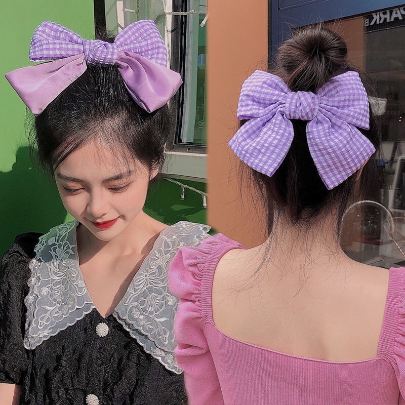 皱布格孑大蝴蝶结发夹发绳网红弹簧夹发卡夹子发饰少女头饰日系图