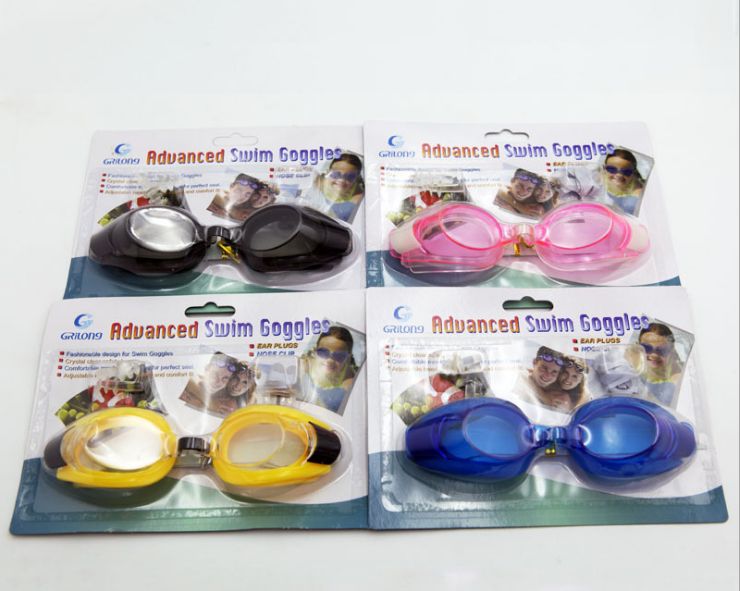 Adult children flat light waterproof swimming goggles ear plug nose clip set 1198 thumbnail