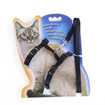 爱尚宠现货供应猫用工字型胸背带尼龙猫带牵引绳猫咪牵引带批发黑