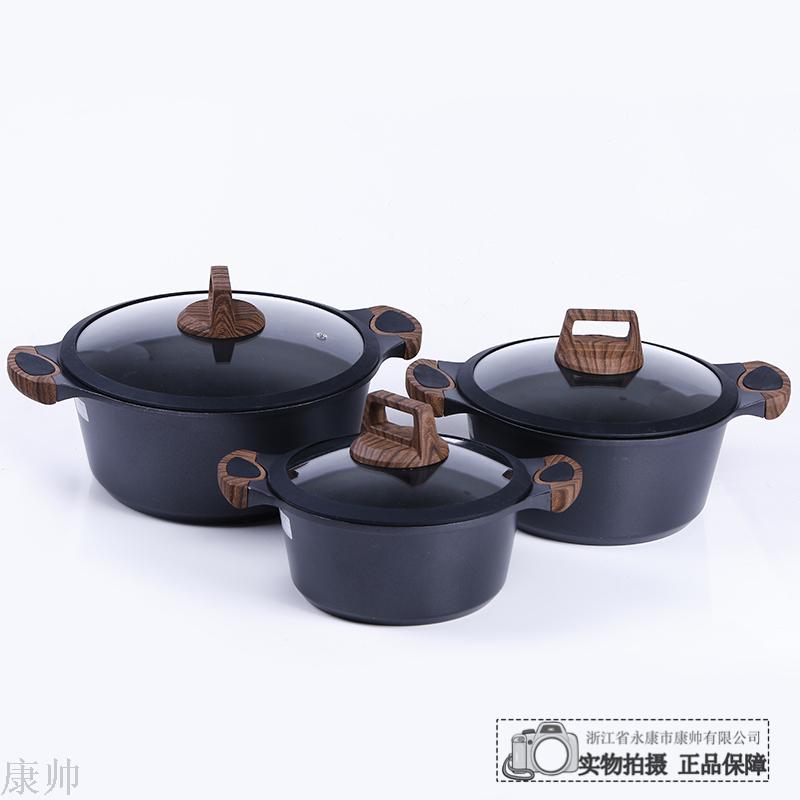 Carbon black three-piece soup pot set