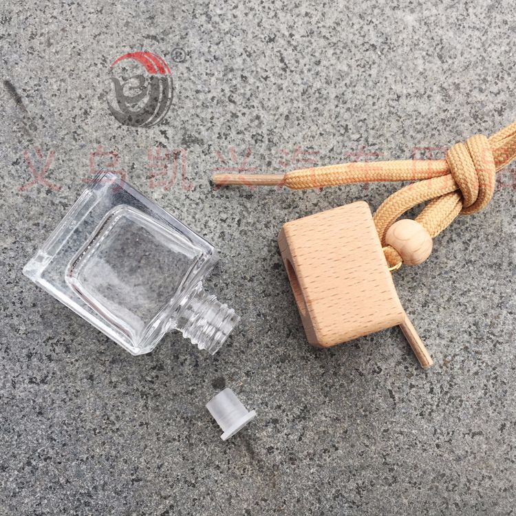 新款10ml方扁 榉木四方玻璃瓶 香水瓶挂件详情图3