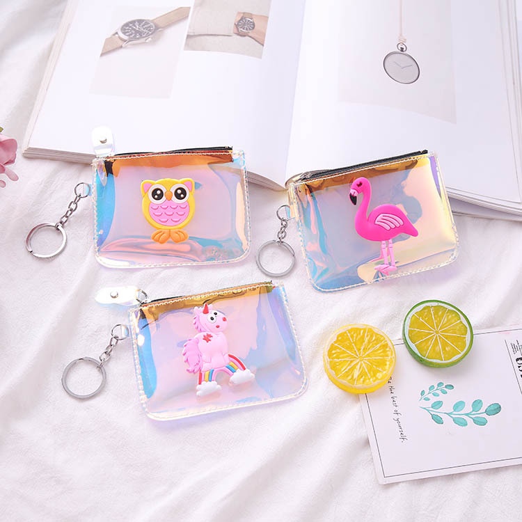 2020淘宝爆款pvc镭射零钱包 创意卡通猫头鹰独角兽卡包硬币包批发图