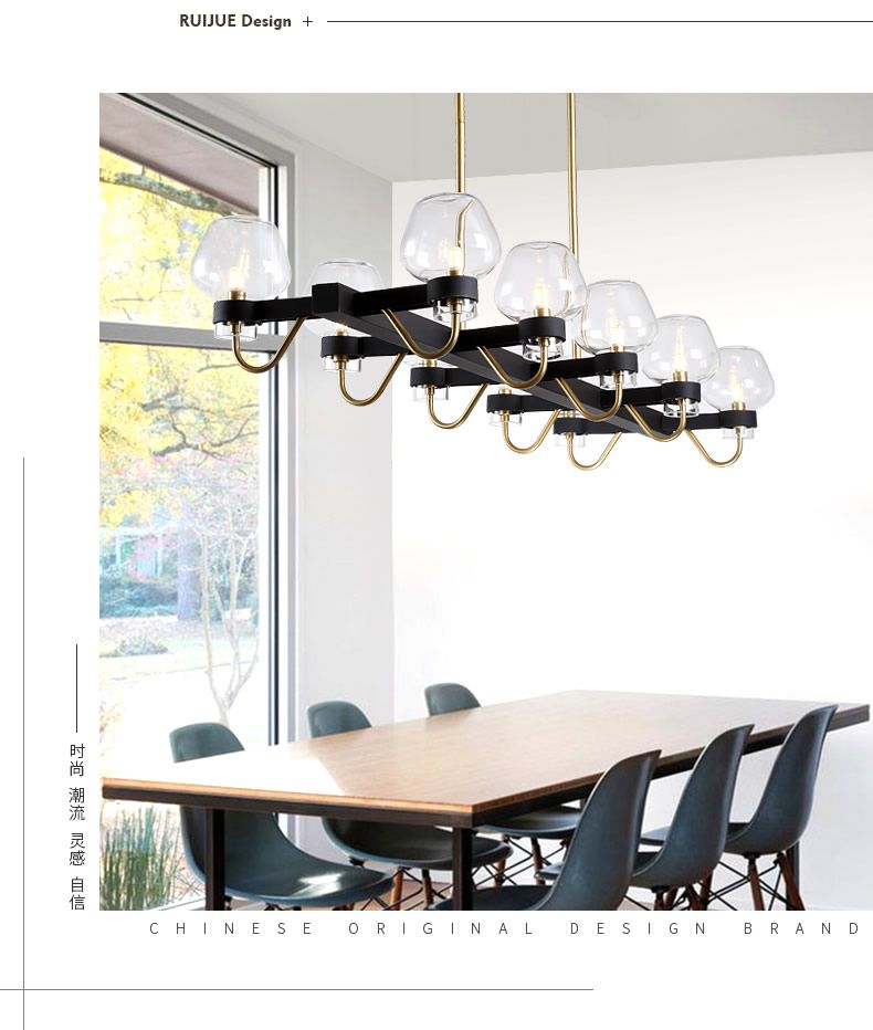 Nordic postmodern minimalist chandelier, minimalist living room and bedroom chandelier, postmodern light luxury crystal chandelier details Picture