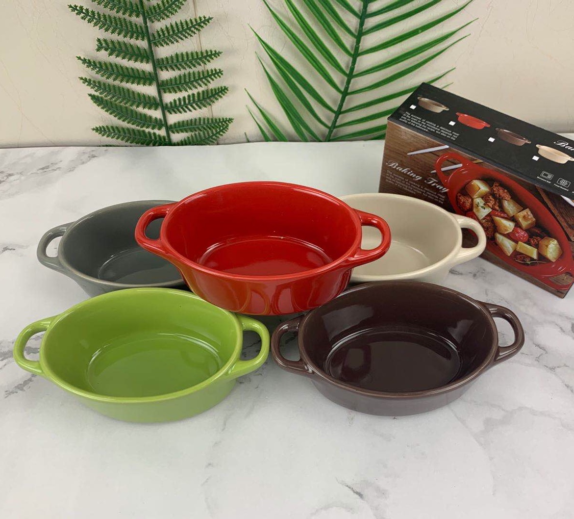 Glazed double-handled small baking tray