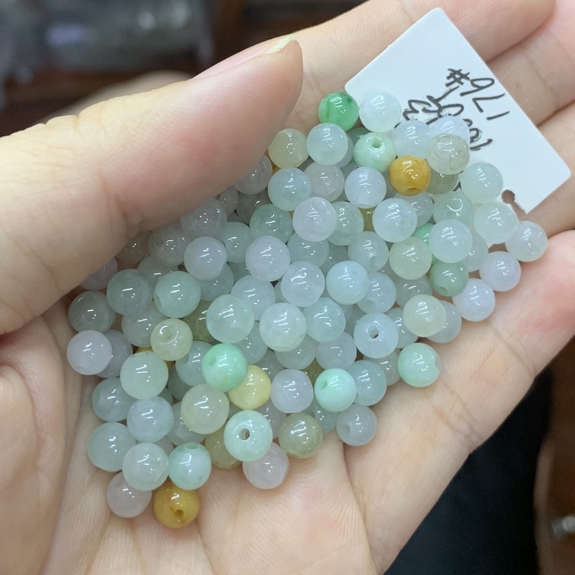 Natural jadeite 6mm colored beads details Picture