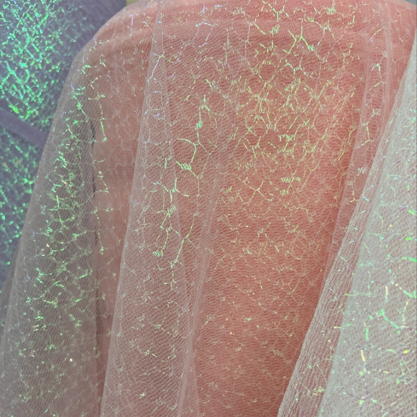 Pink colored mesh fabric, pink, white, yellow, green and purple headwear decorative handicrafts Specification image