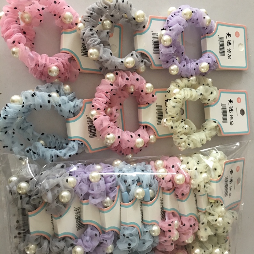 South Korea East gate simple temperament pearl rope female joker basic hair cord black rubber bands tie hair accessories thumbnail