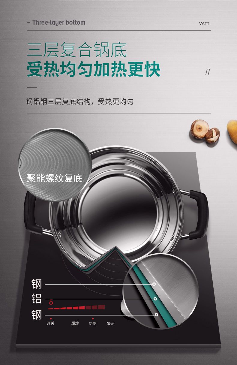 华帝汤蒸锅304不锈钢家用蒸锅汤锅小1二2多层家用蒸煮加厚通用22详情图4