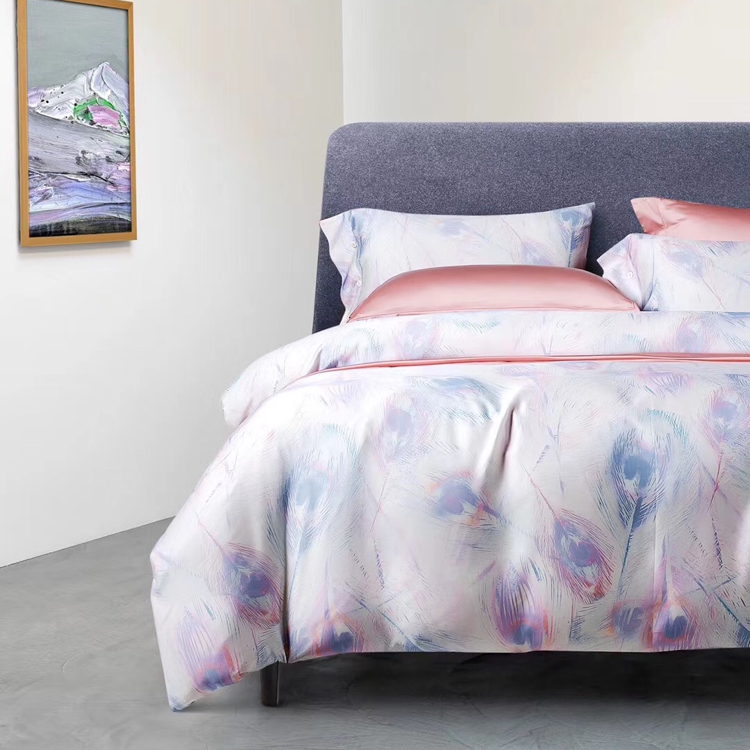 60-Day Silk Digital Printing Series 4-Piece Set Multicolor Finch Feather details Picture