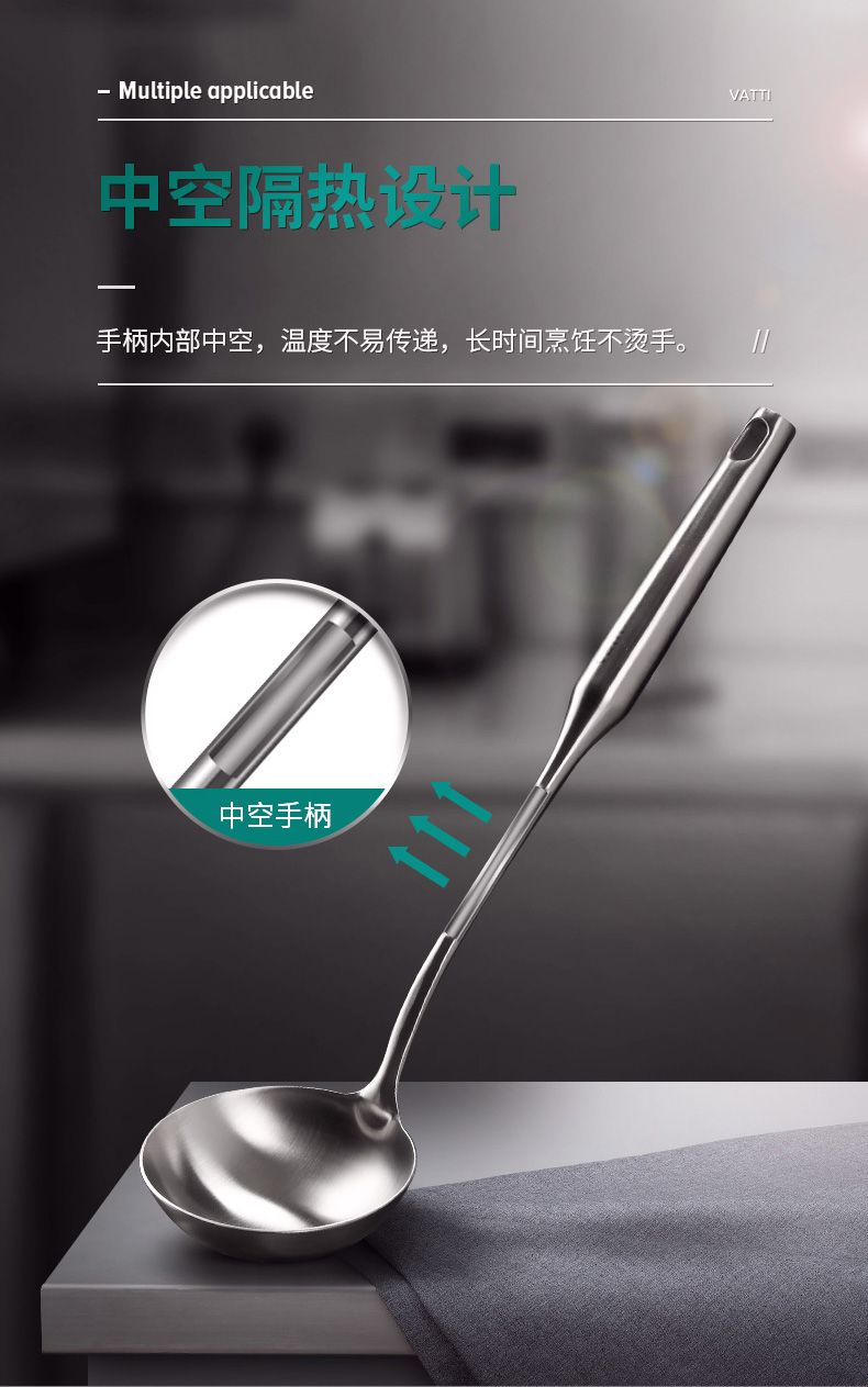 Wati 304 Stainless Steel Spatula Full Kitchen Spatula Spoon Household Soup Spoon Slotted Spoon Spatula Spoon Item Picture