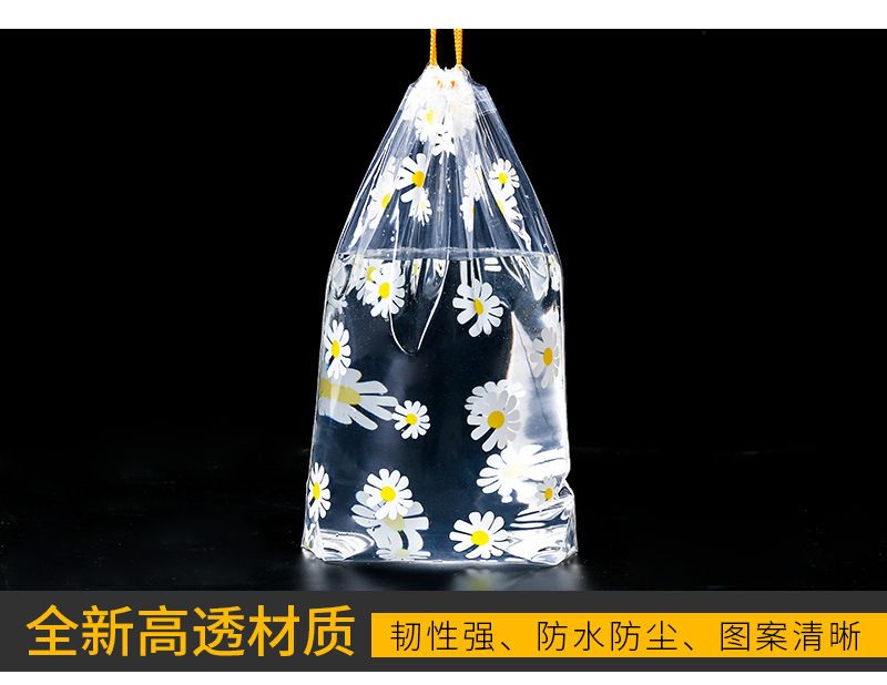 新款小雏菊旅行整理收纳抽绳束口袋小清新透明磨砂防水包装袋1825详情图14