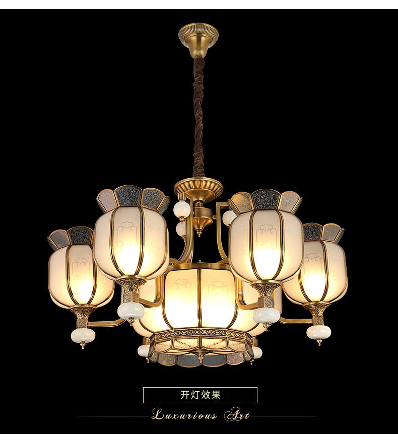 Ancient European-style all-copper chandelier for living room and bedroom decoration, European-style lamp series