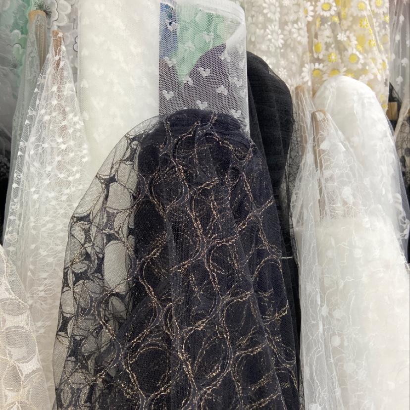 Black gold-edged lace mesh headwear handicraft decorative handicraft details Picture