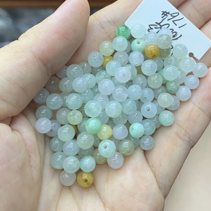 Natural jadeite 6mm colored beads