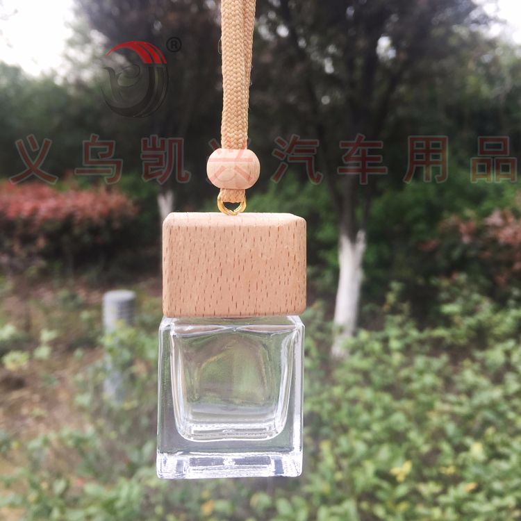 新款10ml方扁 榉木四方玻璃瓶 香水瓶挂件详情图1