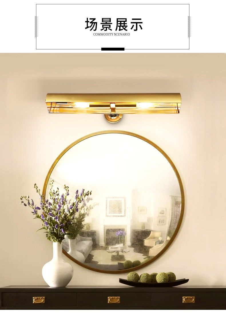 Ancient European-style all-copper mirror headlamps, handcrafted living room decorative chandeliers, European-style lamp series detail image 1