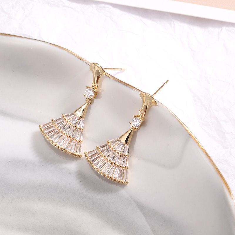 韩国小扇子网红爆款耳饰耳环耳坠简约气质耳钉女锆石详情图3