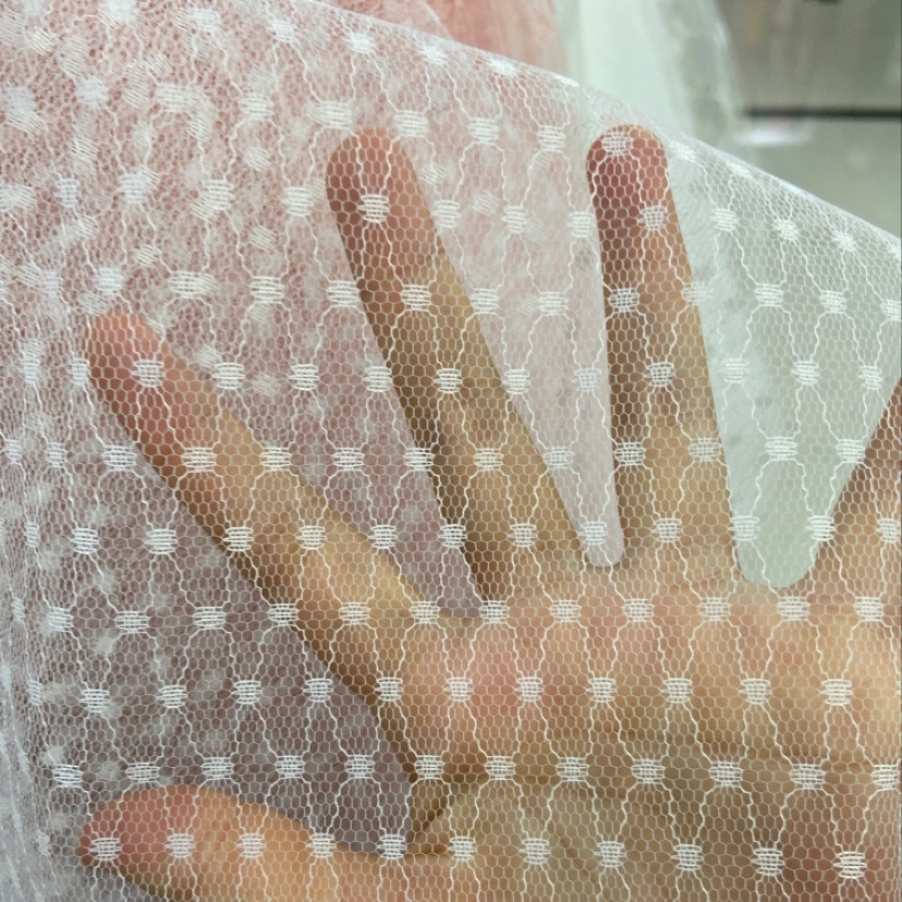 白色满天星多边网格网纱布料装饰品头饰工艺品