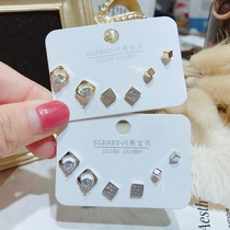 S925 silver needle square 3d dice stud