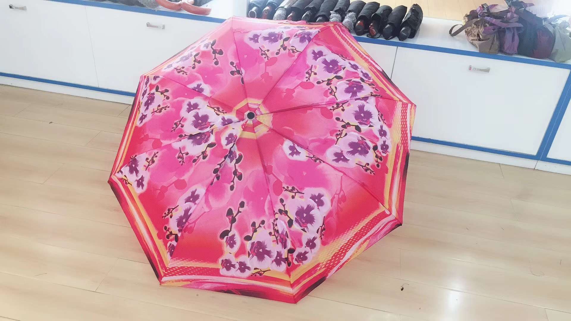 太阳伞女防紫外折叠抗风晴雨两用格子遮阳防晒雨伞全自动太阳伞半自动伞色丁布料