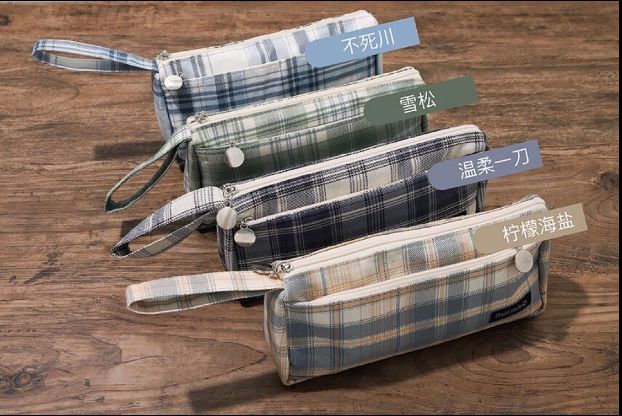 Middle and high school high capacity canvas simple net celebrity school supplies high appearance level pencil bag