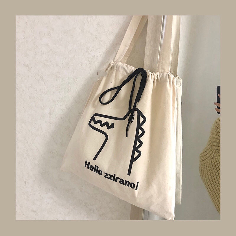韩版卡通图案小恐龙休闲单肩包购物袋学生包斜挎包